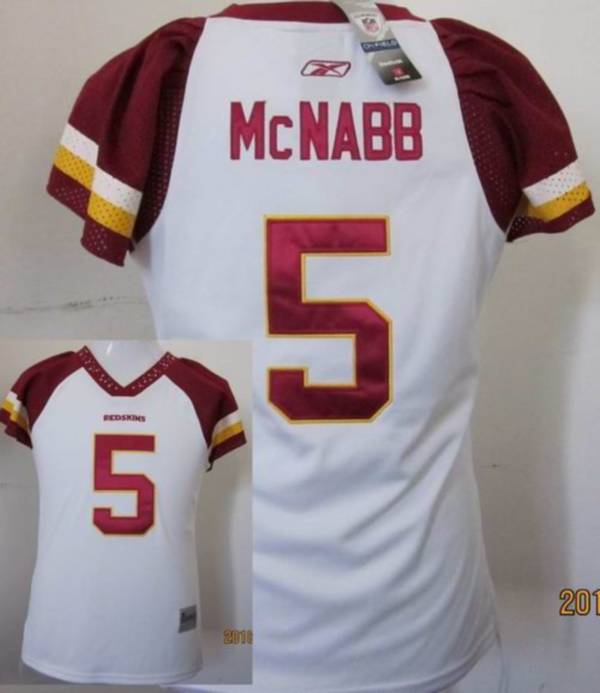 Redskins #5 Donovan McNabb White Women's Field Flirt Stitched NFL Jersey